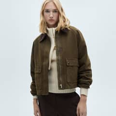 MANGO - Parka Vaquera Cuello Contraste Mujer