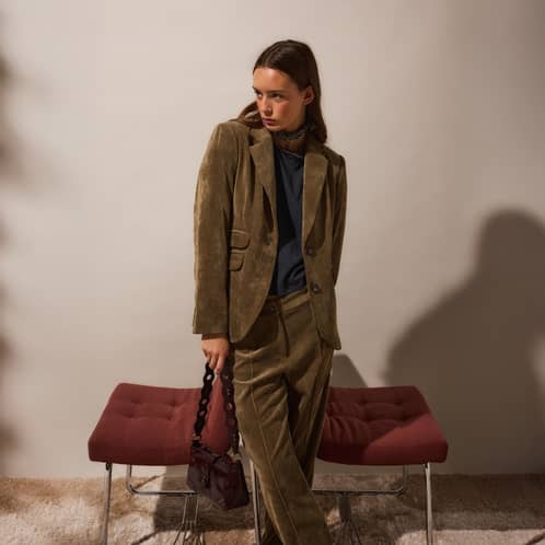 NICOLI - Blazer Cotelé Café Mujer