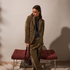NICOLI - Blazer Cotelé Café Mujer