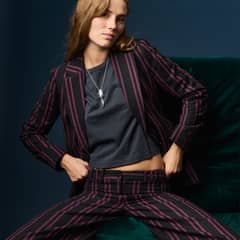 NICOLI - Blazer Negro Raya Moradodo Mujer