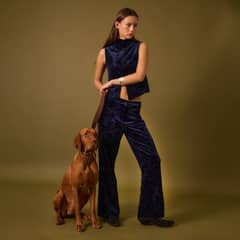 NICOLI - Chaqueta Terciopelo Azul Mujer