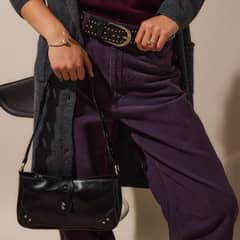 NICOLI - Pantalón Cotelé Morado Zig Zag Mujer