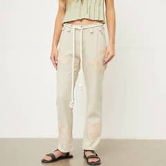 RUPHA - Pantalón Straight Bordado Tiro Alto Mujer