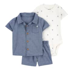 CARTER'S - Conjunto 3 Piezas Camisa, Body Y Short Bebé Niño Bebé Niño
