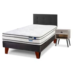 FLEX - Cama Europea Innova 1 .5 Plaza Box + Respaldo + Velador