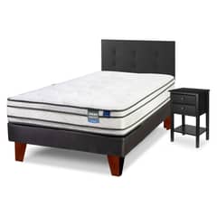 FLEX - Cama Europea Innova 1 .5 Plaza Box + Respaldo + Velador