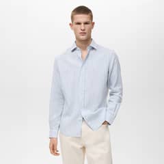 MANGO MAN - Camisa Lino Rayas Regular Fit Hombre