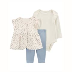 CARTER'S - Conjunto 3 Piezas Poleron, Calza Y Body Bebé Niña Bebé Niña