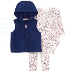 CARTER'S - Conjunto 3 Piezas Poleron, Calza Y Body Bebé Niña Bebé Niña