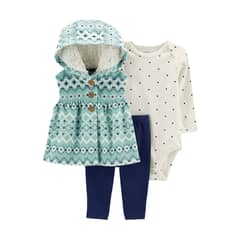 CARTER'S - Conjunto 3 Piezas Poleron, Calza Y Body Bebé Niña Bebé Niña