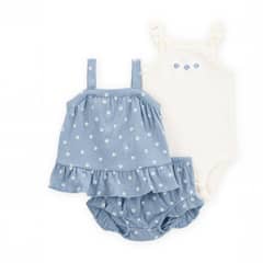 CARTER'S - Conjunto 3 Piezas Blusa, Body Y Short Bombacho Bebé Niña Bebé Niña