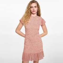 MANGO TEEN - Vestido Fruncido Estampado Mujer