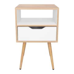 TUHOME - Velador Otom 1 Cajón Duna Y Blanco