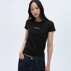 MANGO - Polera Logo 100% Algodón Mujer