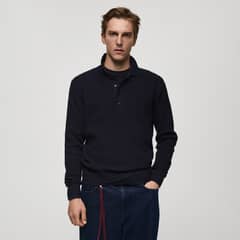 MANGO MAN - Jersey Polo Mezcla Algodón Canalé Hombre
