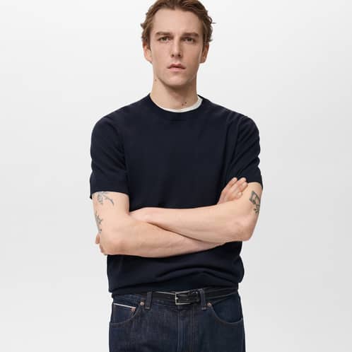 MANGO MAN - Polera Punto Fino Algodón Hombre