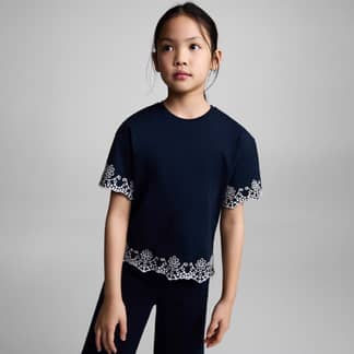 MANGO KIDS - Camiseta Algodón Bordado Suizo Niña