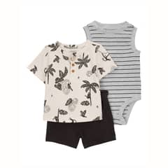 CARTER'S - Conjunto 3 Piezas Polera, Body Y Short Bebé Niño