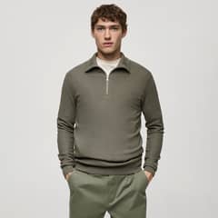 MANGO MAN - Sweater Microestructura Cuello Cremallera Hombre