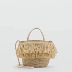 MANGO KIDS - Bolso Rafia Flecos Niña