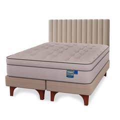 FLEX - Cama Europea Natural Pocket 2 Plazas + Respaldo