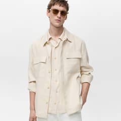 MANGO - Chaqueta 100% Lino Bolsillos Hombre Man