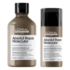 LOREAL PROFESSIONNEL - Set Profesional Reparacion Molecular Profunda Cabello Dañado Absolut Repair Molecular Shampoo 300 Ml + Máscara Sin Enjuague 100 Ml
