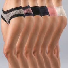 FLORES - Pack de 6 Calzones Pantaleta Mujer con Estampado y Encaje Mujer