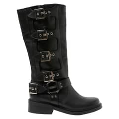 ROMANO - Bota Biker Mujer Cuero Negro