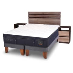 CIC - Cama Europea Super Prem 2 Plazas + Respaldo + 2 Veladores