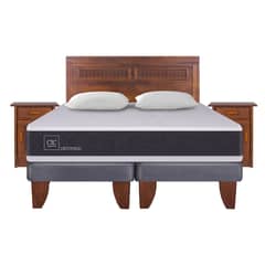 CIC - Cama Europea Ortopedic King BD 180 x 200 cm + Muebles Milan + Almohadas