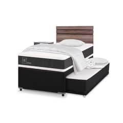 CIC - Cama Nido Divan Ortopedic Black 1.5 Plazas + Muebles Ares + Textil