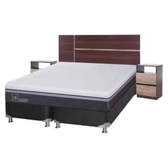 CIC - Box Spring Ortop Adva King + Respaldo + 2 Veladores
