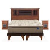 FLEX - Cama Europea Terra Cobre 2 Plazas + Respaldo + 2 Veladores