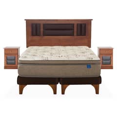FLEX - Cama Europea Terra Cobre 2 Plazas + Respaldo + 2 Veladores