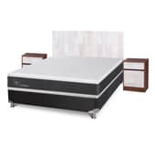CIC - Box Spring Newortoped 2 Plazas + Respaldo + 2 Veladores