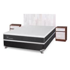 CIC - Box Spring Newortoped 2 Plazas + Respaldo + 2 Veladores