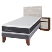 CIC - Cama Europea Newortoped 1.5 Plazas + Respaldo + 1 Velador