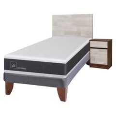 CIC - Cama Europea Newortoped 1.5 Plazas + Respaldo + 1 Velador