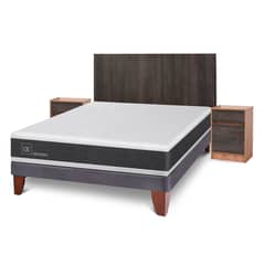 CIC - Cama Europea New Ortopedic 2 Plazas + Muebles Espresso