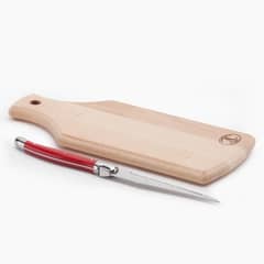 LAGUIOLE - Tabla Madera + Cuchillo Rojo