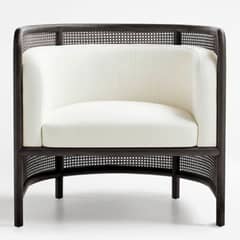 CRATE & BARREL - Silla Fields Negra Cojin Blanco