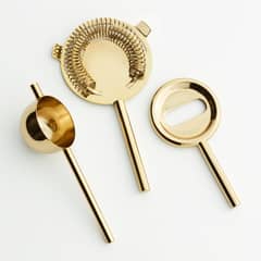 CRATE & BARREL - Set 3 Herramientas Bar Calder Brass