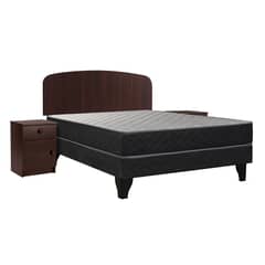 CELTA - Cama Europea Apolo Black 2 Plazas + Respaldo+ 2 Veladores