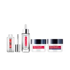 DERMO EXPERTISE - Pack Rutina Completa Revitalift Ácido Hialurónico Serum Rostro, Serum Ojos, Crema Día + Noche