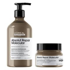 LOREAL PROFESSIONNEL - Set Profesional Reparación de Dañado Absolut Repair Molecular Shampoo 500 ml + Máscara con Enjuague 250 ml