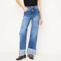 BASEMENT - Jeans Wide Leg Tiro Medio Mujer