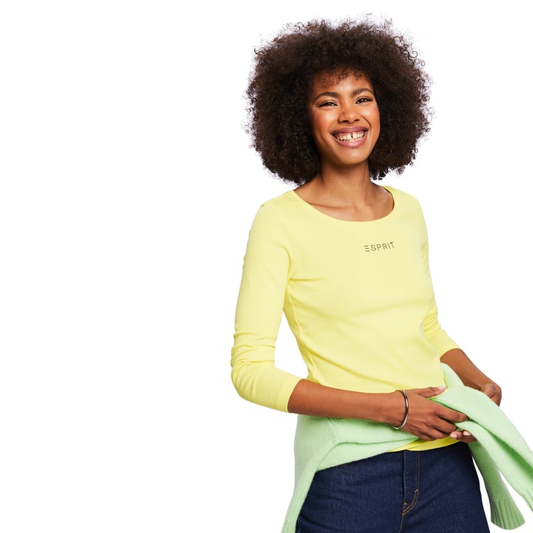 Polera Manga Larga Algodon Mujer Amarillo S
