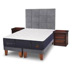 CIC - Cama Europea Grand Premium 2 Plazas Base Dividida + Muebles Tamesis