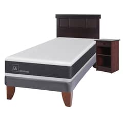 CIC - Cama Europea New Ortopedic 1.5 Plaza + Muebles New Dublín Chocolate